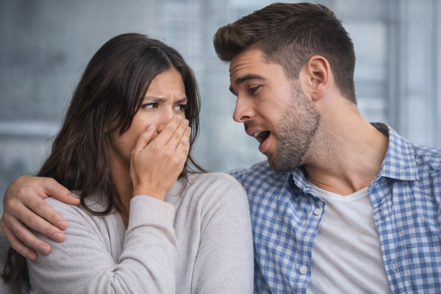 Pessoa insegura por causa do mau hálito